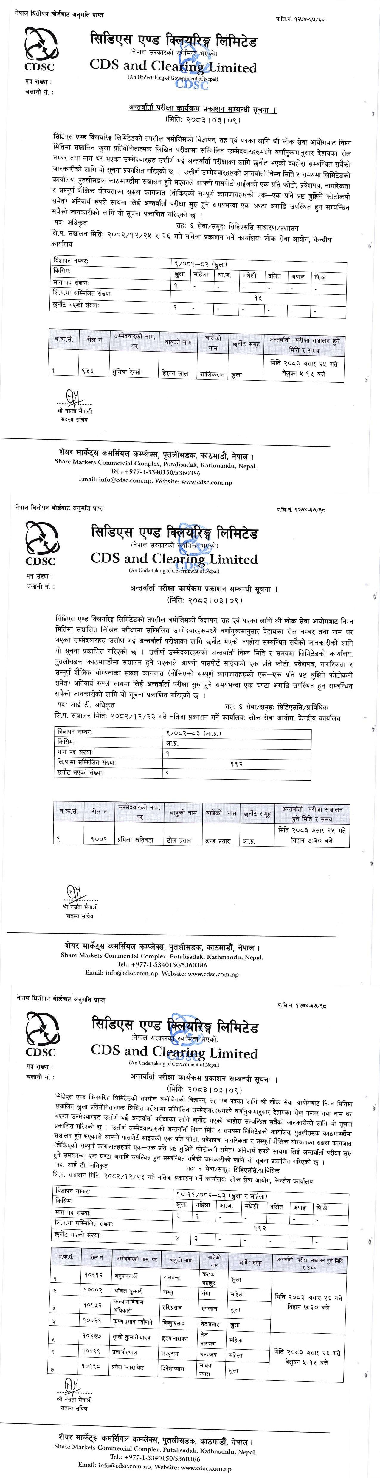 Notice for Interview 2083-03-09